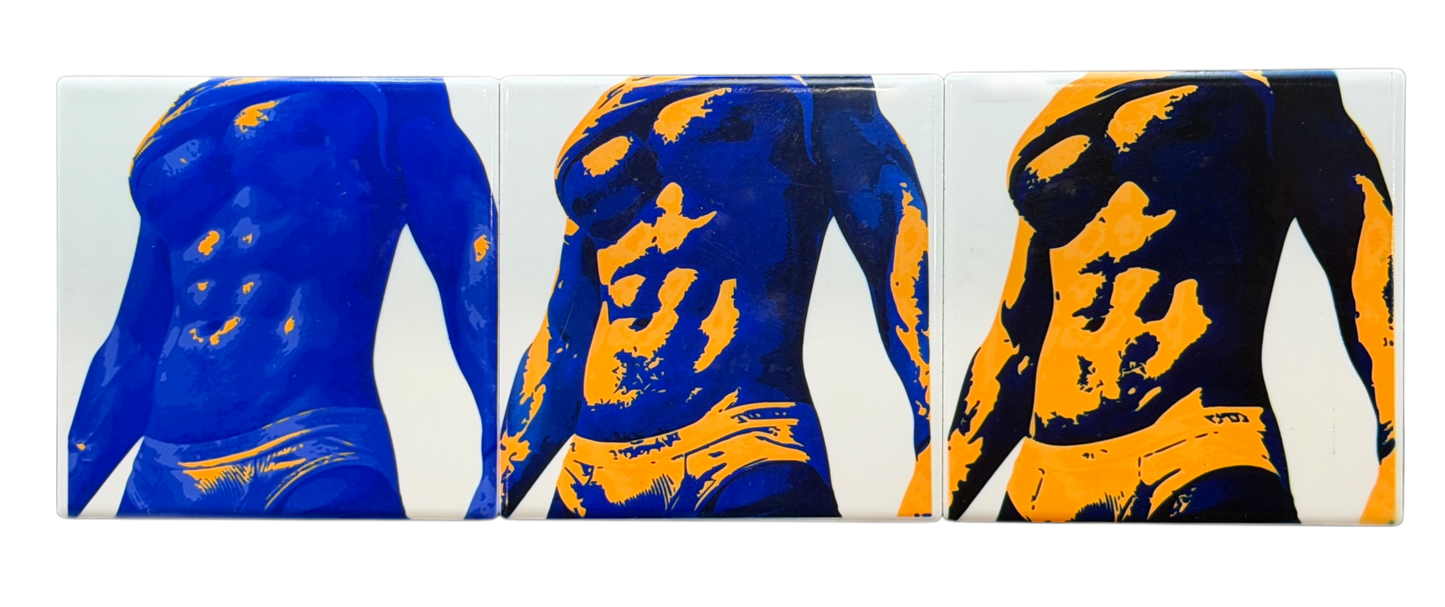 Dissolve male torso ceramic mosaic wall art โ handmade in Washington DC by Wicked Wicks and More