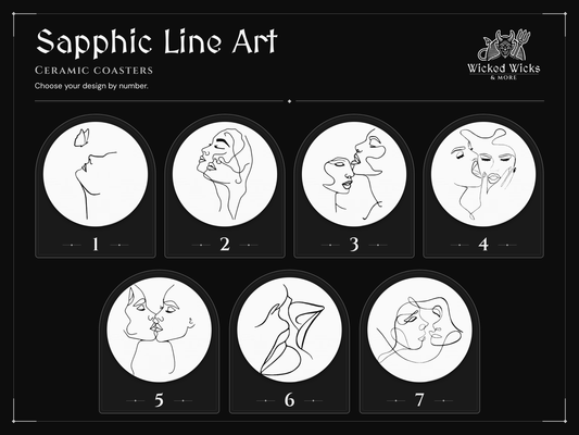 Sapphic Line Art Ceramic Coaster