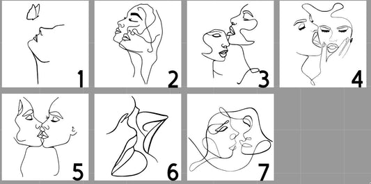 Sapphic line art ceramic coaster — WLW couples art handmade in Washington DC by Wicked Wicks and More