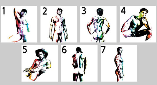 Nude Rainbow coaster menu showing all seven numbered designs