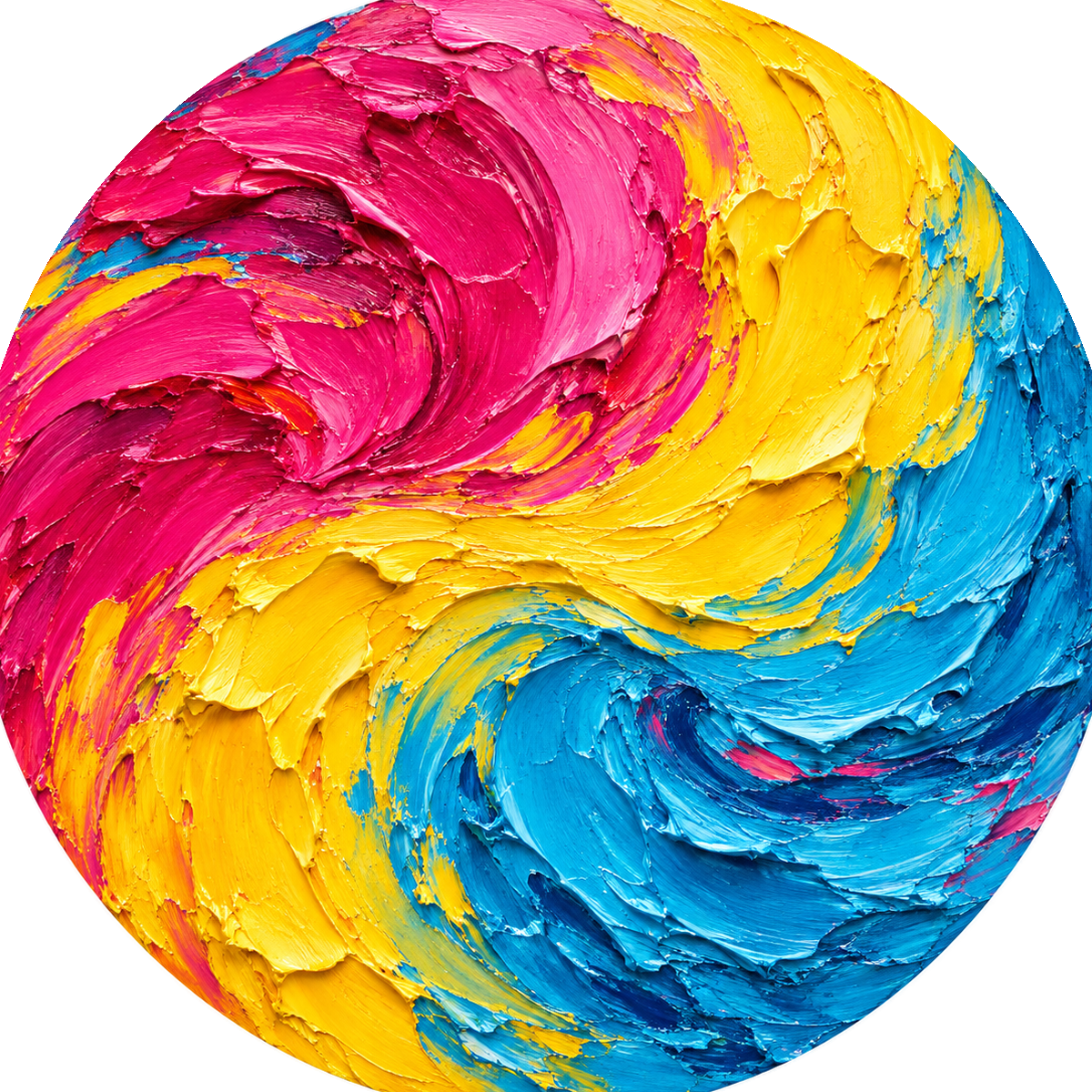 Pansexual Pride Flag ceramic coaster in Oil Paint Brush Strokes style.