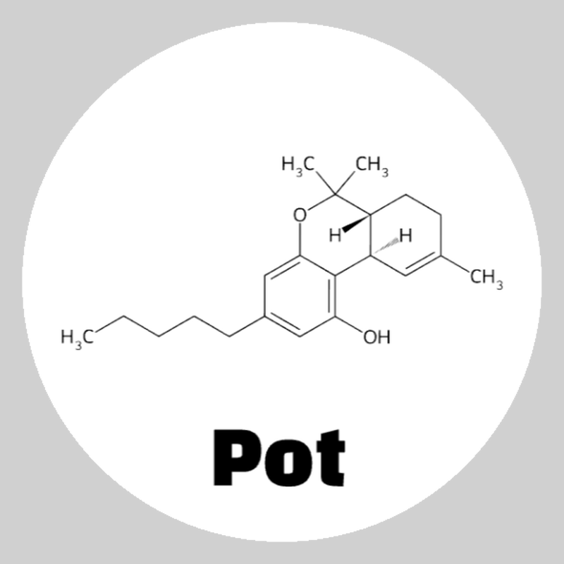 Round white thc molecule ceramic coaster with black artwork, labeled Pot; Street Names option.