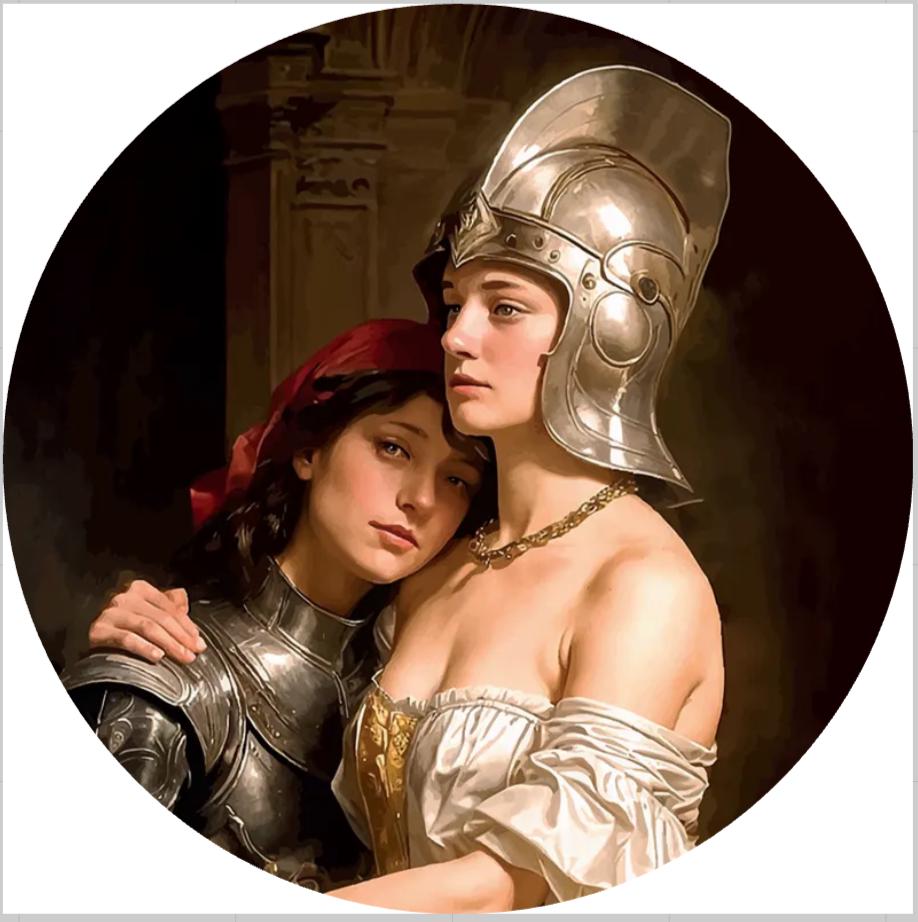 Sapphic Renaissance ceramic coaster — queer art handmade in Washington DC by Wicked Wicks and More