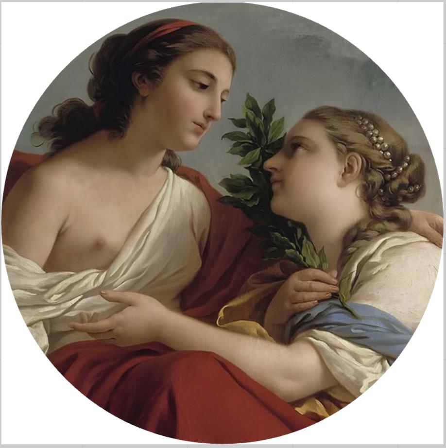 Sapphic Renaissance ceramic coaster — queer art handmade in Washington DC by Wicked Wicks and More