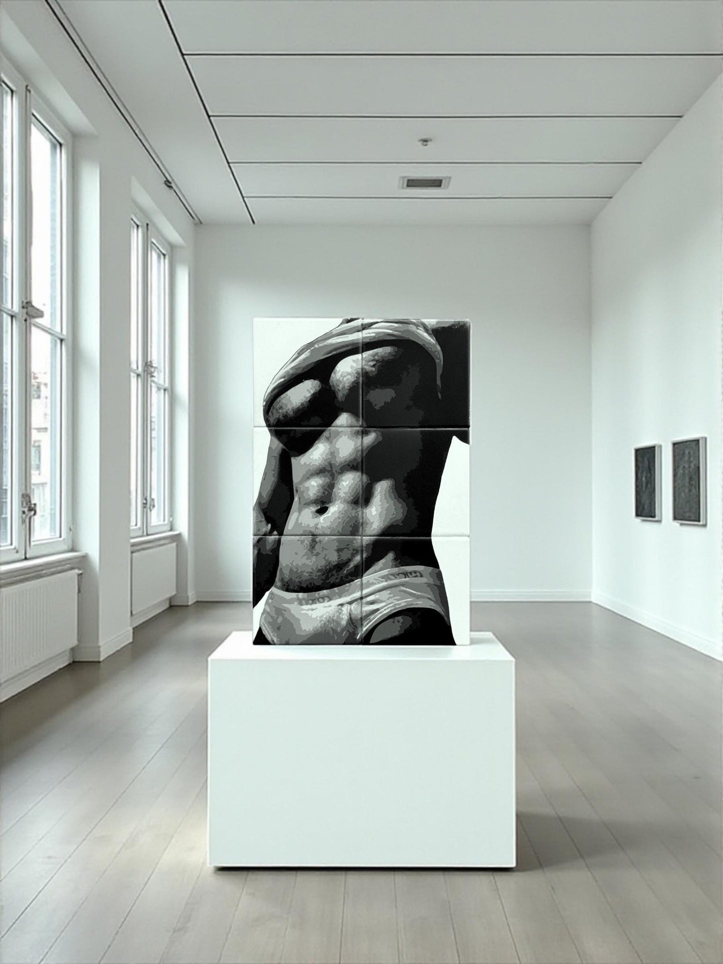 Dissolve male torso ceramic mosaic wall art — handmade in Washington DC by Wicked Wicks and More