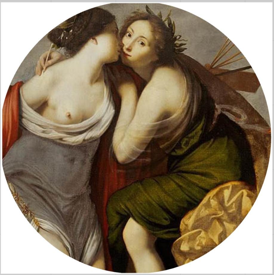 Sapphic Renaissance ceramic coaster — queer art handmade in Washington DC by Wicked Wicks and More
