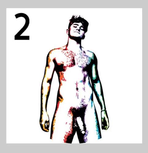Nude male rainbow silhouette ceramic coaster — pride art handmade in Washington DC by Wicked Wicks and More