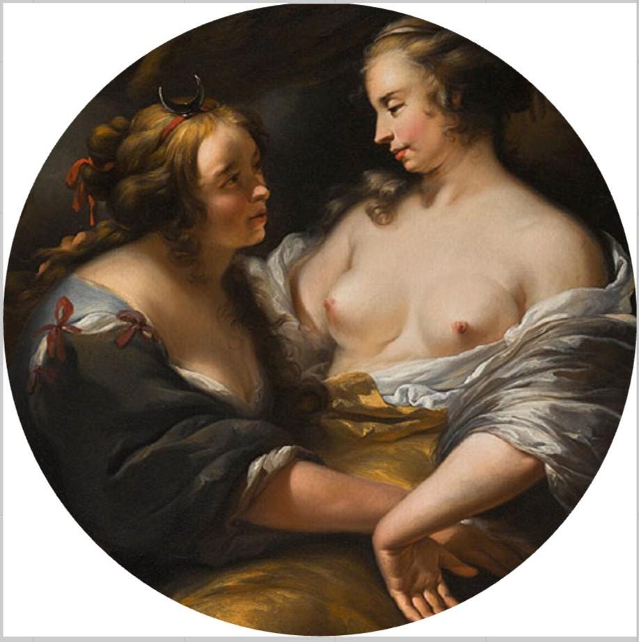 Sapphic Renaissance ceramic coaster — queer art handmade in Washington DC by Wicked Wicks and More