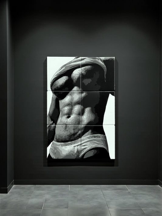 Dissolve male torso ceramic mosaic wall art — handmade in Washington DC by Wicked Wicks and More