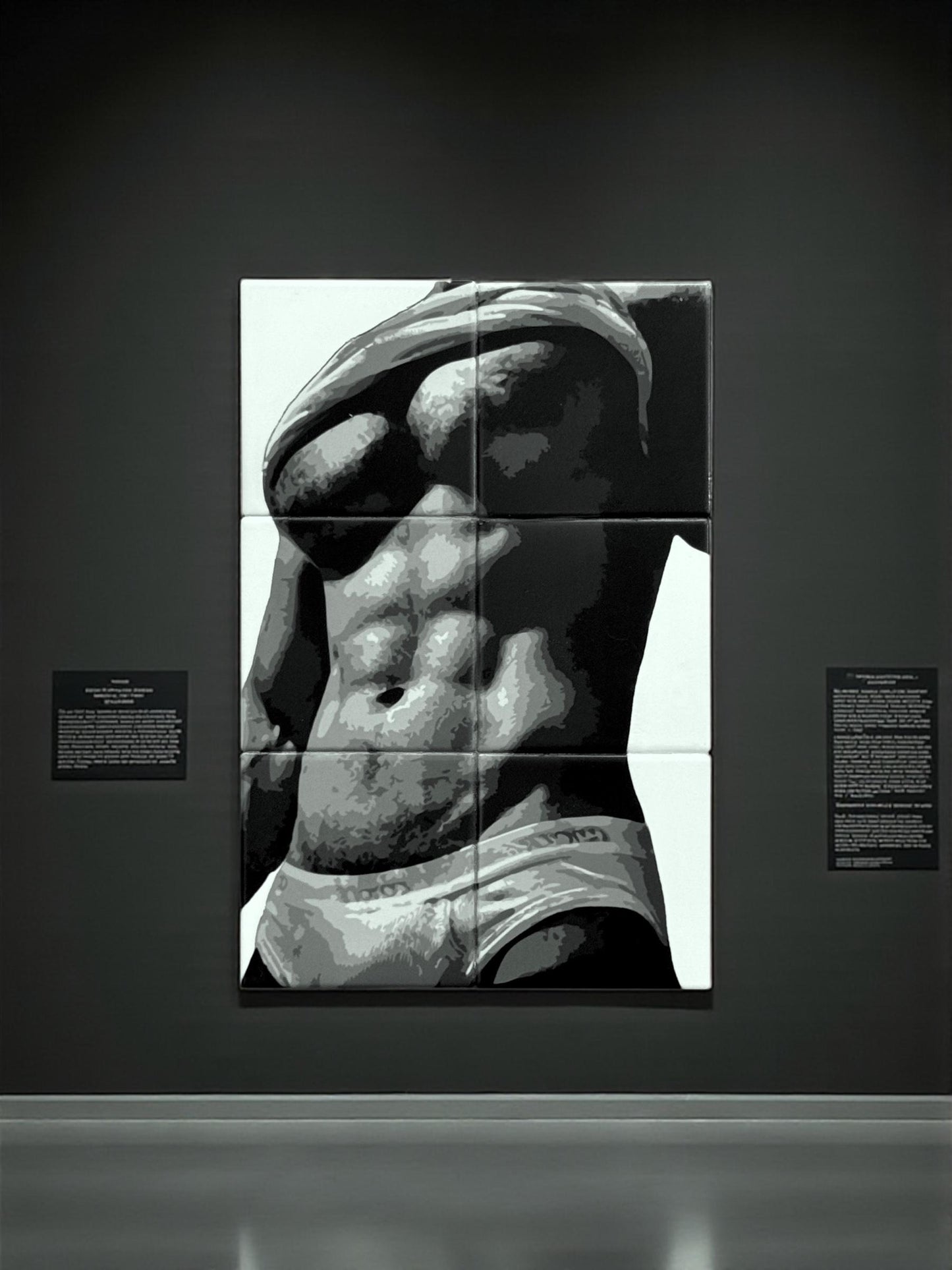 Dissolve male torso ceramic mosaic wall art — handmade in Washington DC by Wicked Wicks and More