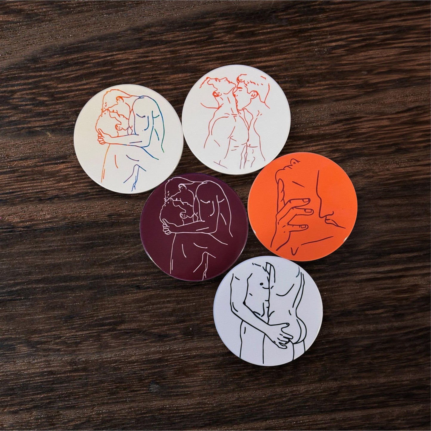 Queer line art ceramic ornament — gay male couples handmade in Washington DC by Wicked Wicks and More