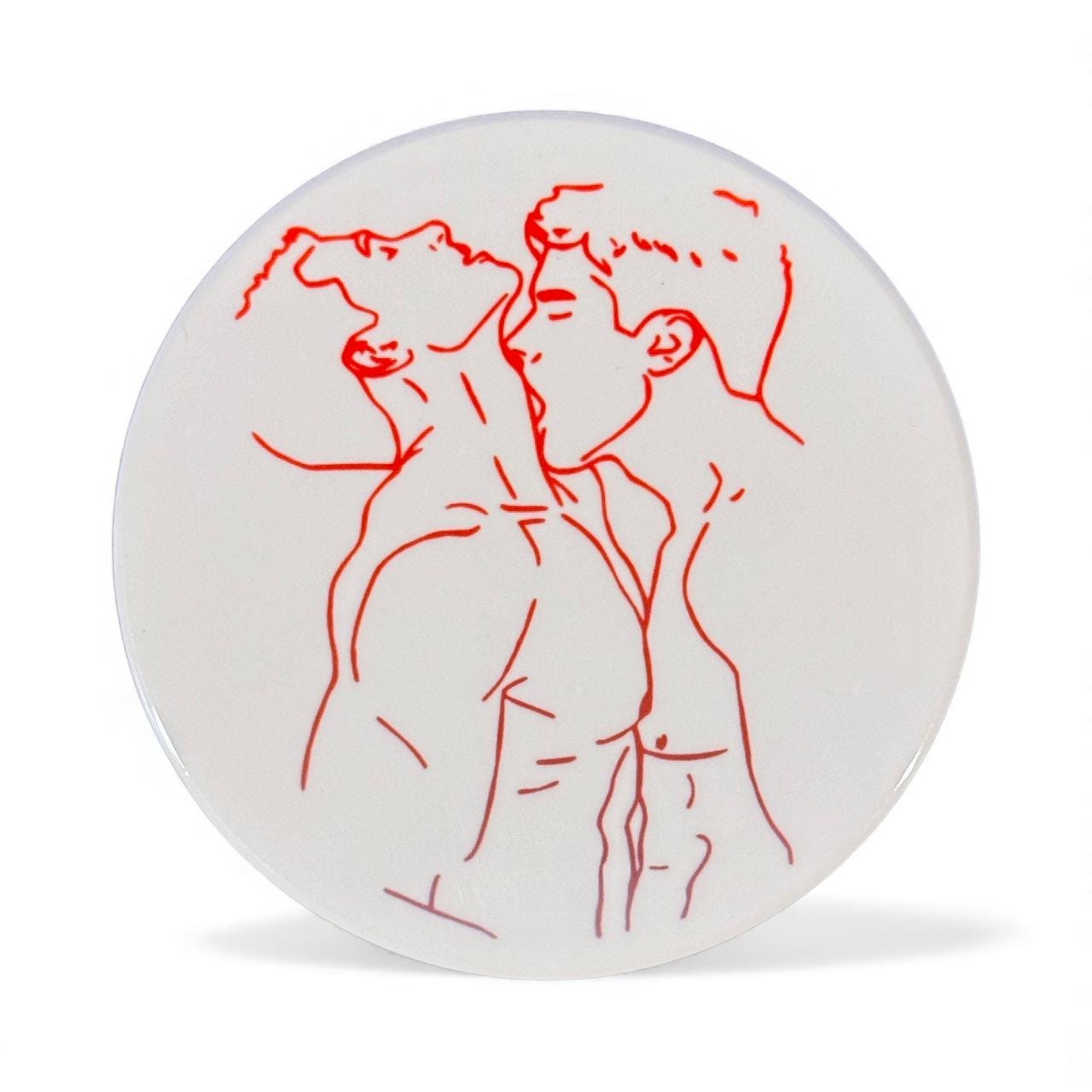 Queer line art ceramic ornament — gay male couples handmade in Washington DC by Wicked Wicks and More