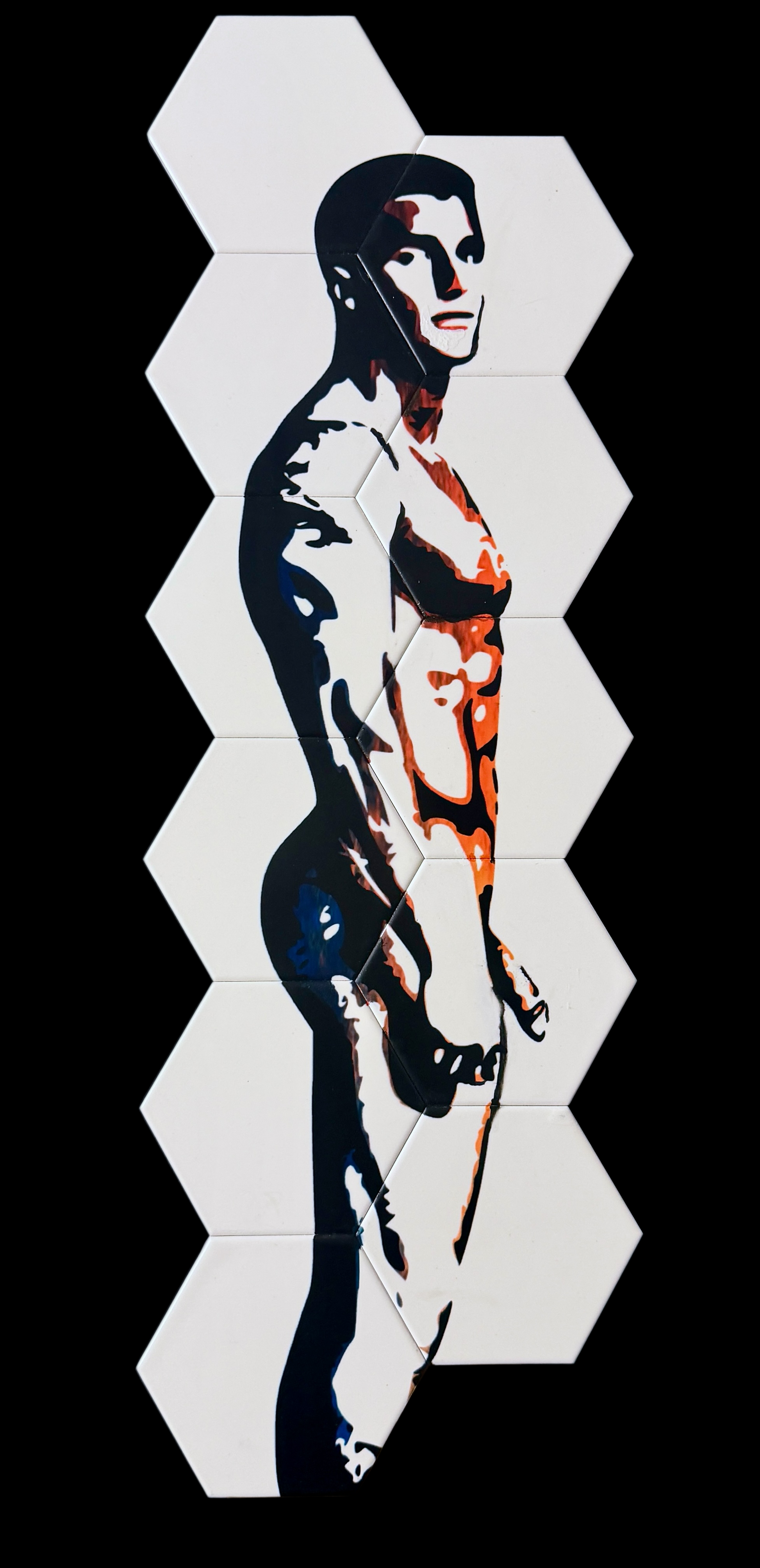 Him nude male ceramic mosaic wall art — queer art handmade in Washington DC by Wicked Wicks and More