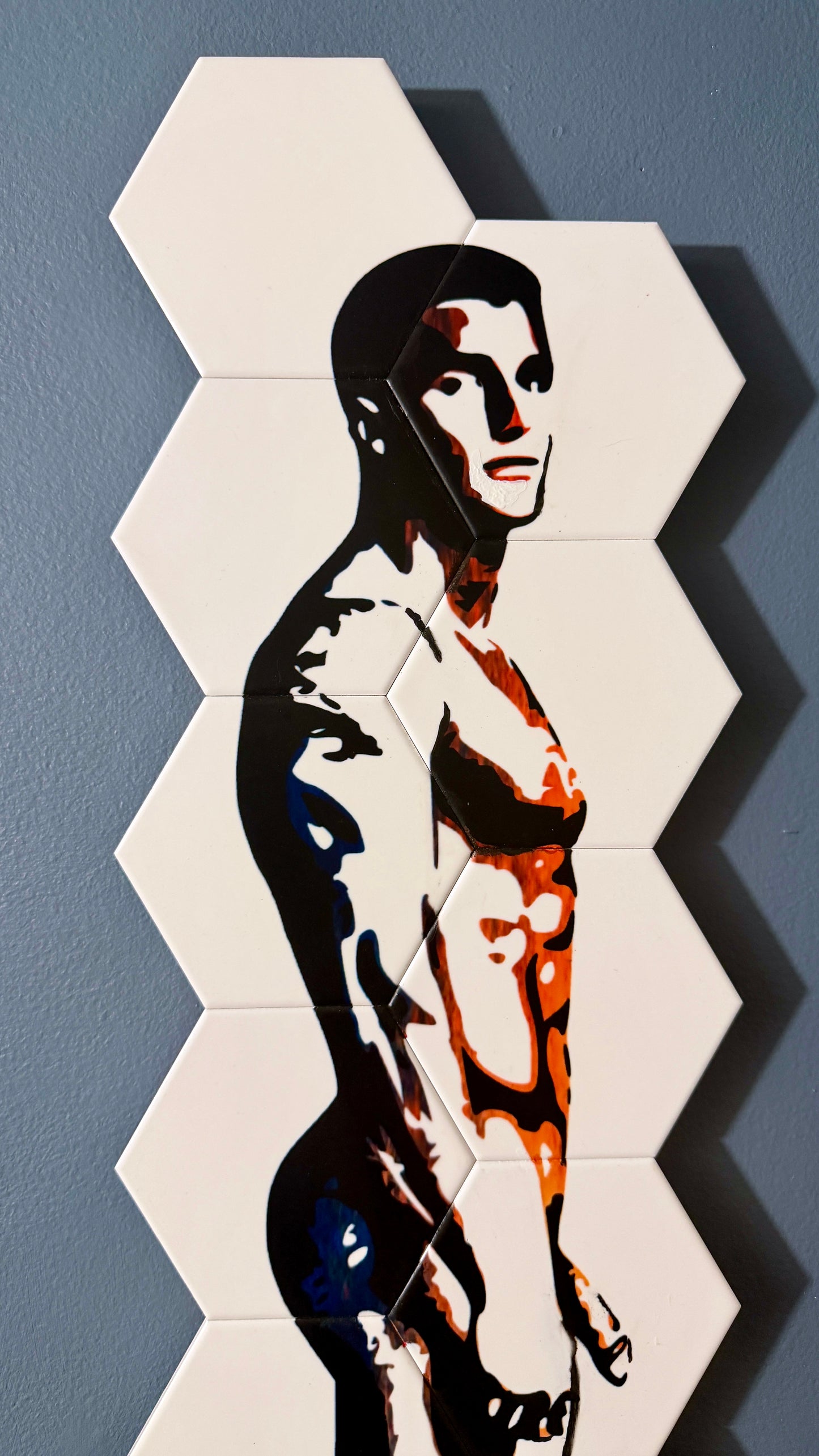 Him nude male ceramic mosaic wall art — queer art handmade in Washington DC by Wicked Wicks and More