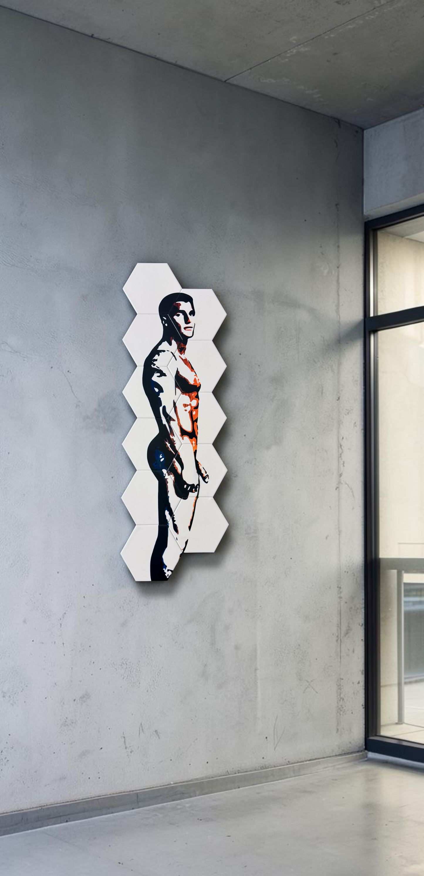 Him nude male ceramic mosaic wall art — queer art handmade in Washington DC by Wicked Wicks and More