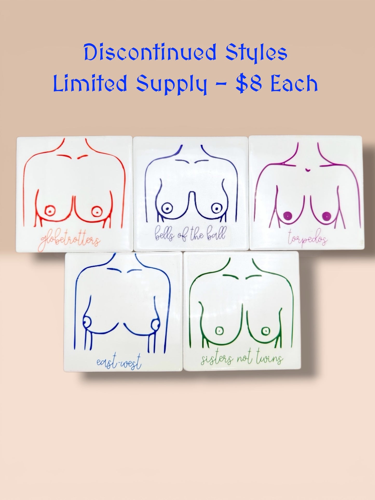 Boob Type ceramic coaster — Tata Taxonomy handmade in Washington DC by Wicked Wicks and More