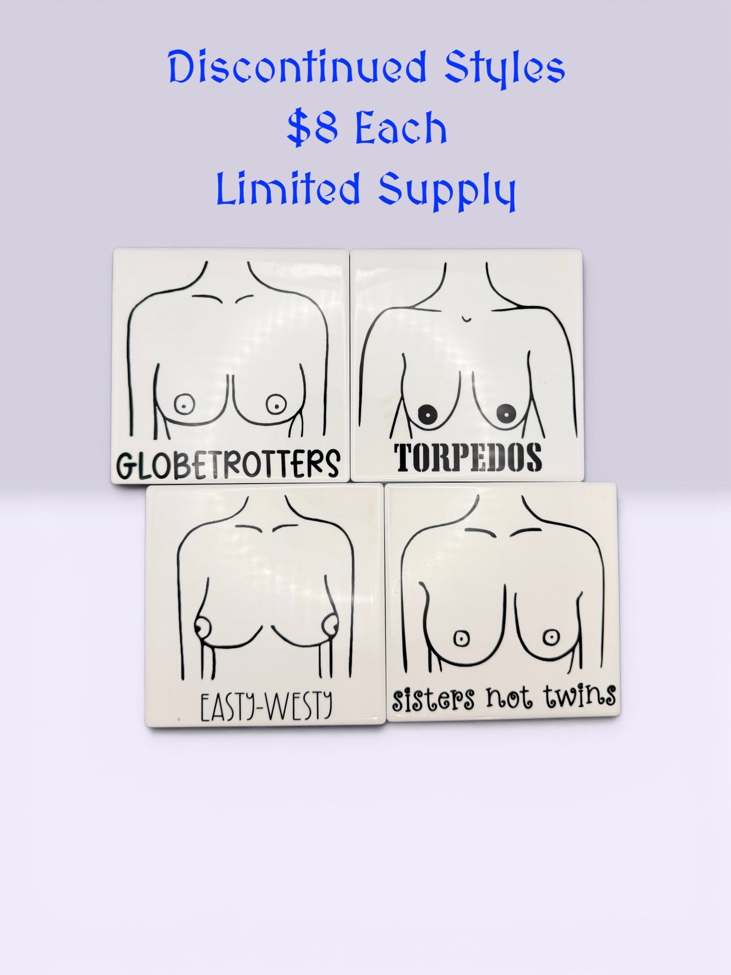 Boob Type ceramic coaster — Tata Taxonomy handmade in Washington DC by Wicked Wicks and More