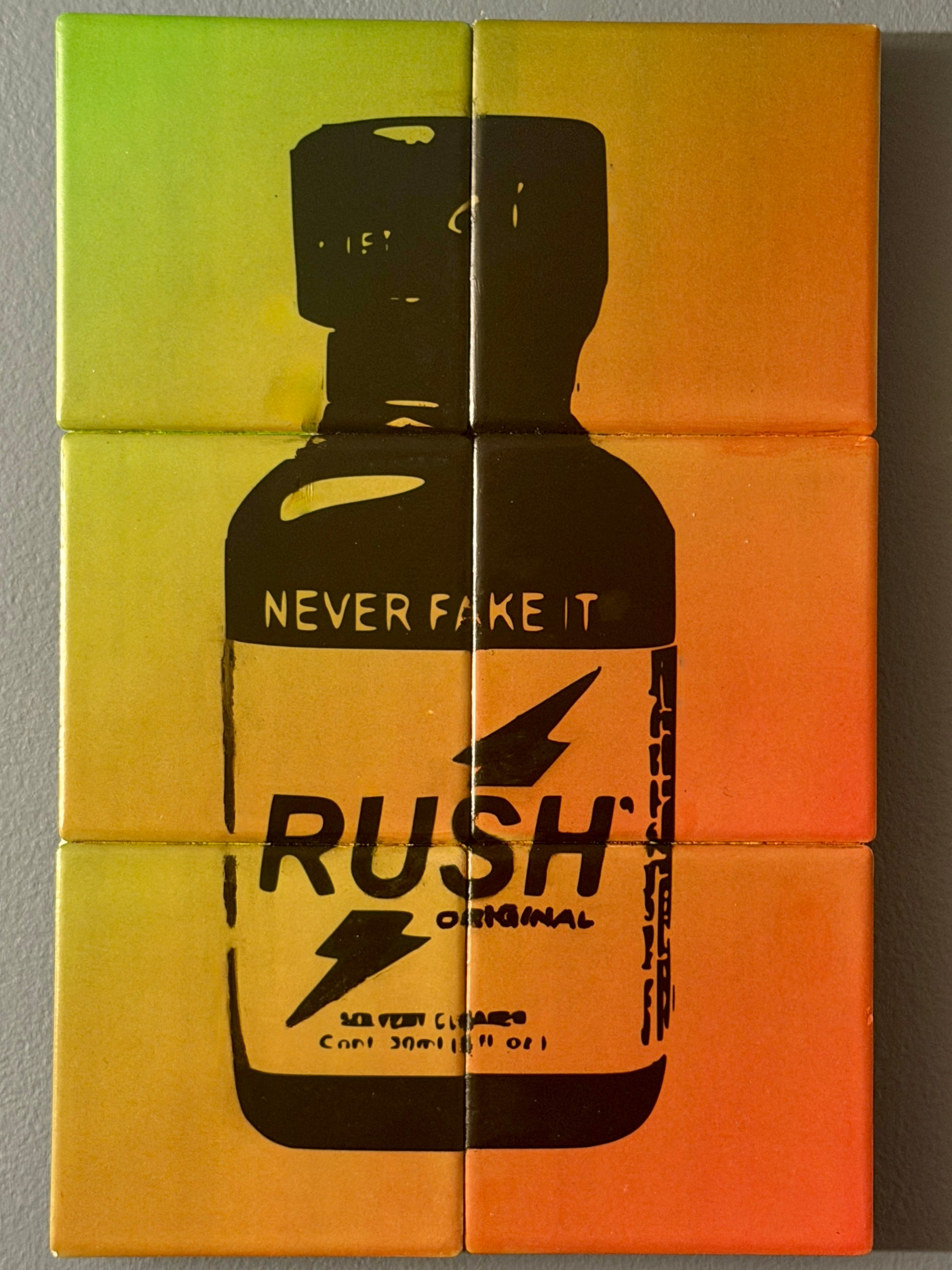 Never Fake It Rush Poppers ceramic wall art — handmade in Washington DC by Wicked Wicks and More
