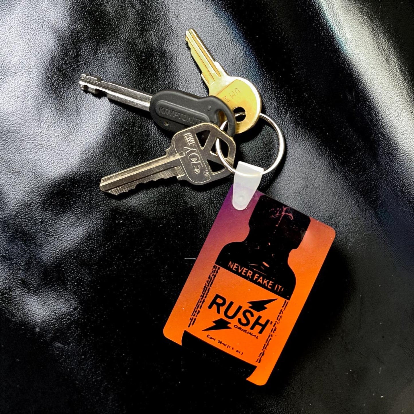 Kinky Keychain — funny queer wood keychain handmade in Washington DC by Wicked Wicks and More