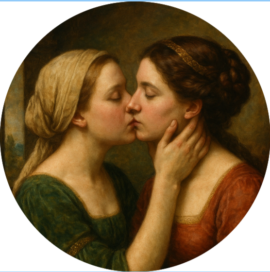 Sapphic Renaissance ceramic coaster — queer art handmade in Washington DC by Wicked Wicks and More