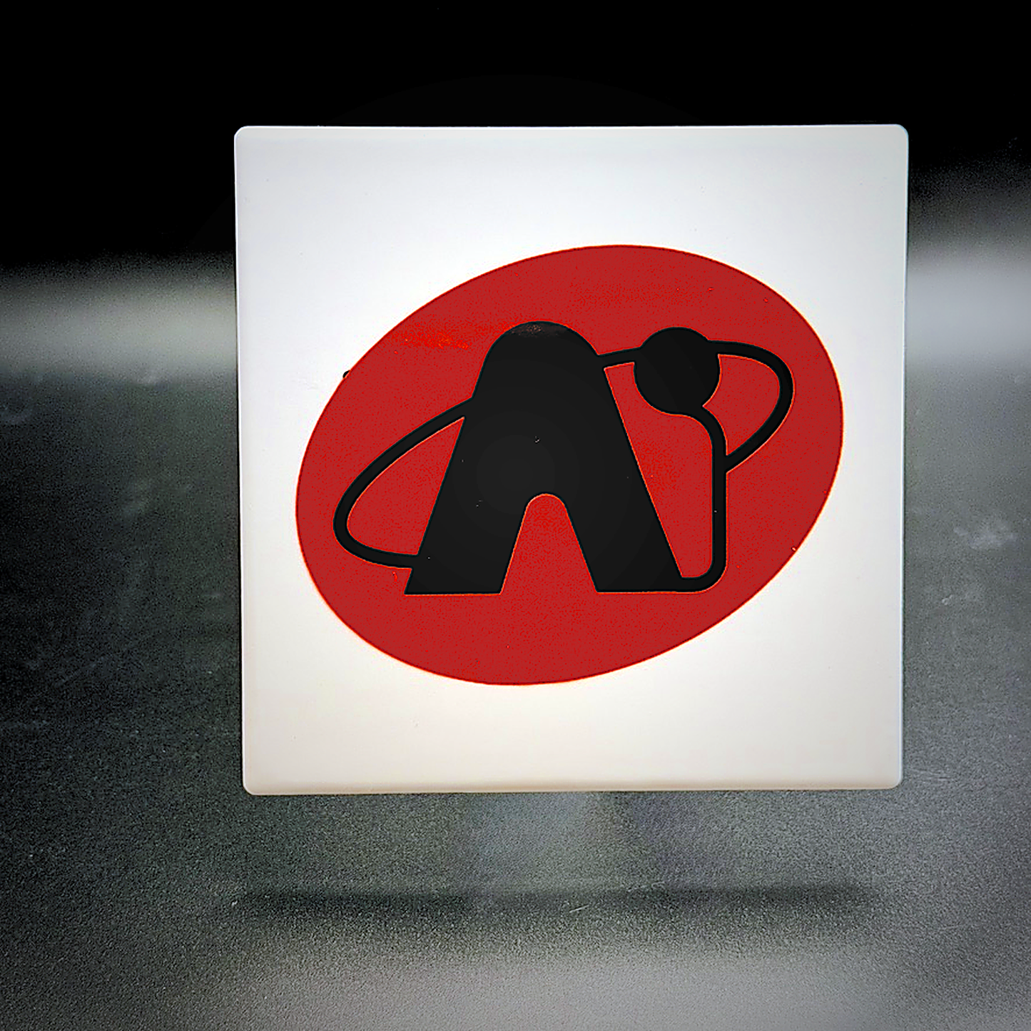 AI Warehouse ceramic coaster — handmade DC queer nightlife bar art by Wicked Wicks and More