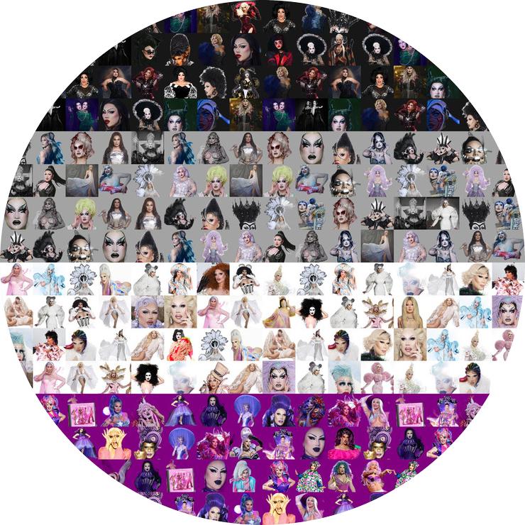 Asexual Pride Flag ceramic coaster in RPDR Portrait Mosaics style.
