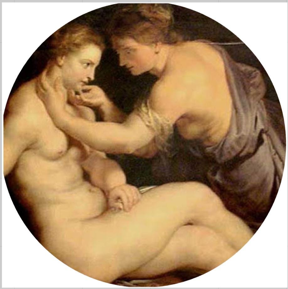 Sapphic Renaissance ceramic coaster — queer art handmade in Washington DC by Wicked Wicks and More