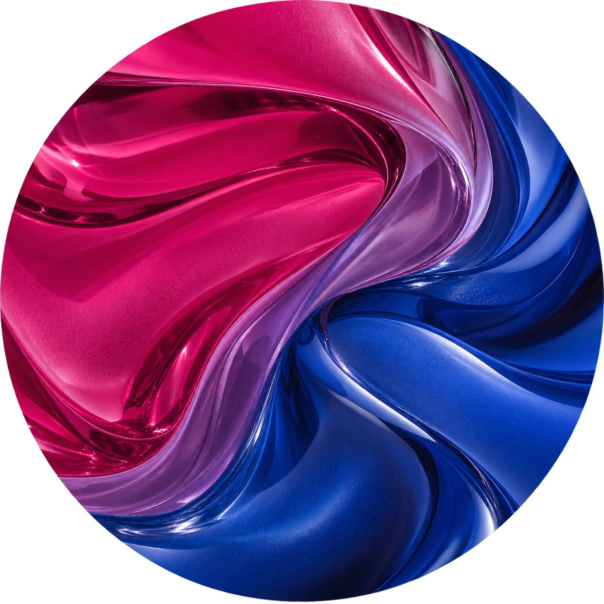Bisexual Pride Flag ceramic coaster in Flowing Glass style.