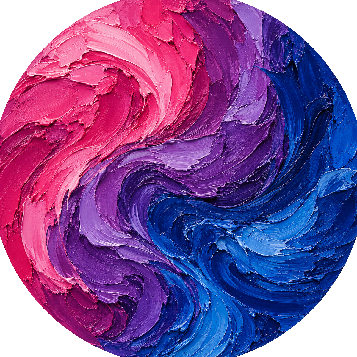 Bisexual Pride Flag ceramic coaster in Oil Paint Brush Strokes style.