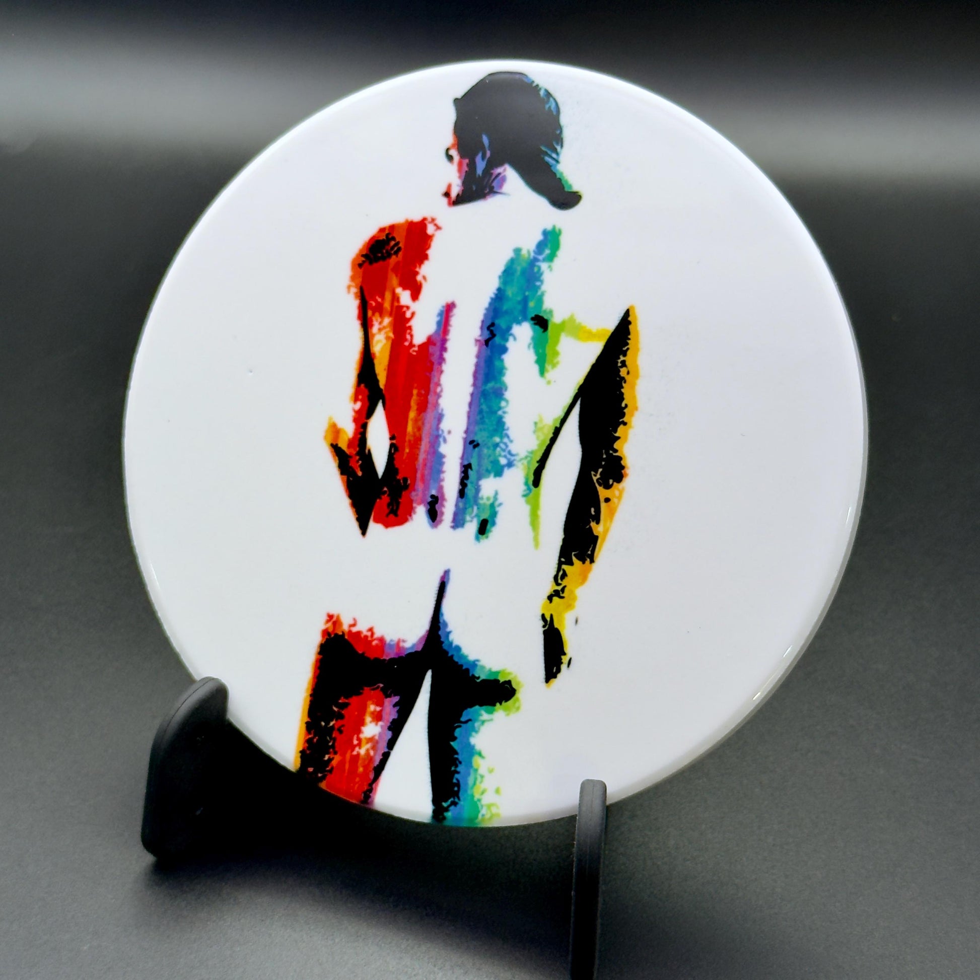 Nude male rainbow silhouette ceramic coaster — pride art handmade in Washington DC by Wicked Wicks and More