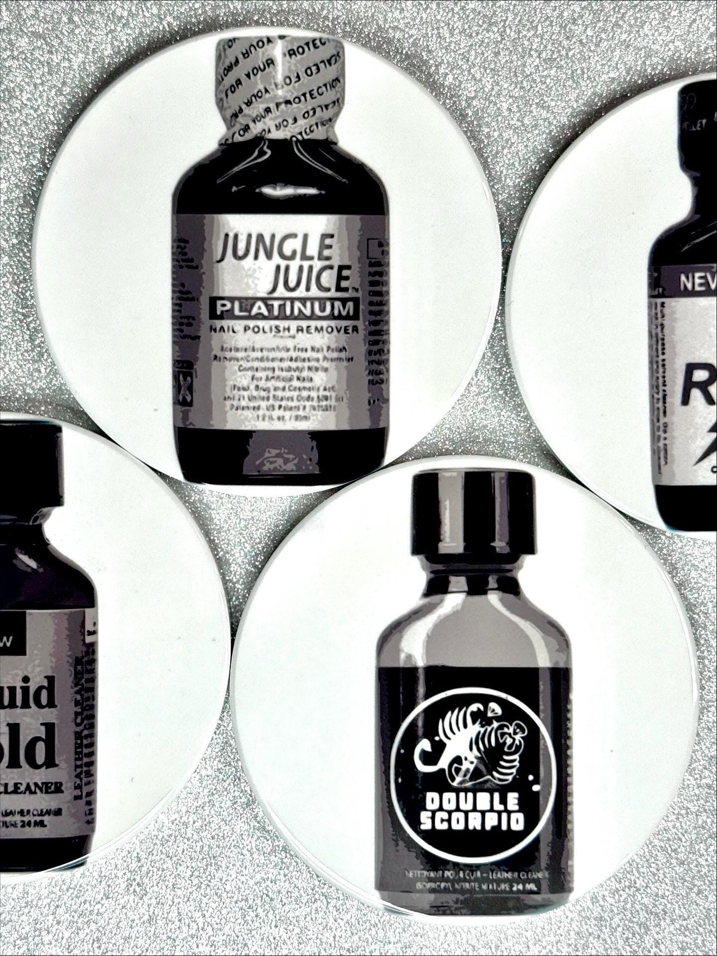 Poppers bottle ceramic coaster — gay culture decor handmade in Washington DC by Wicked Wicks and More