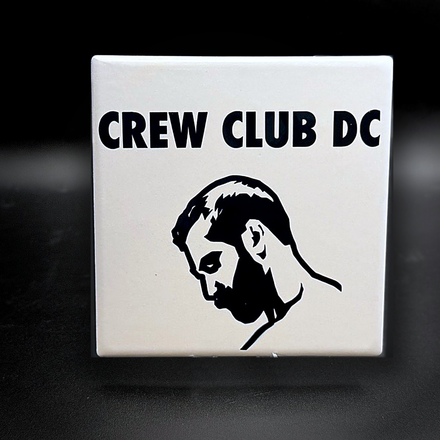 Crew Club ceramic coaster — handmade DC gay bar nightlife art by Wicked Wicks and More