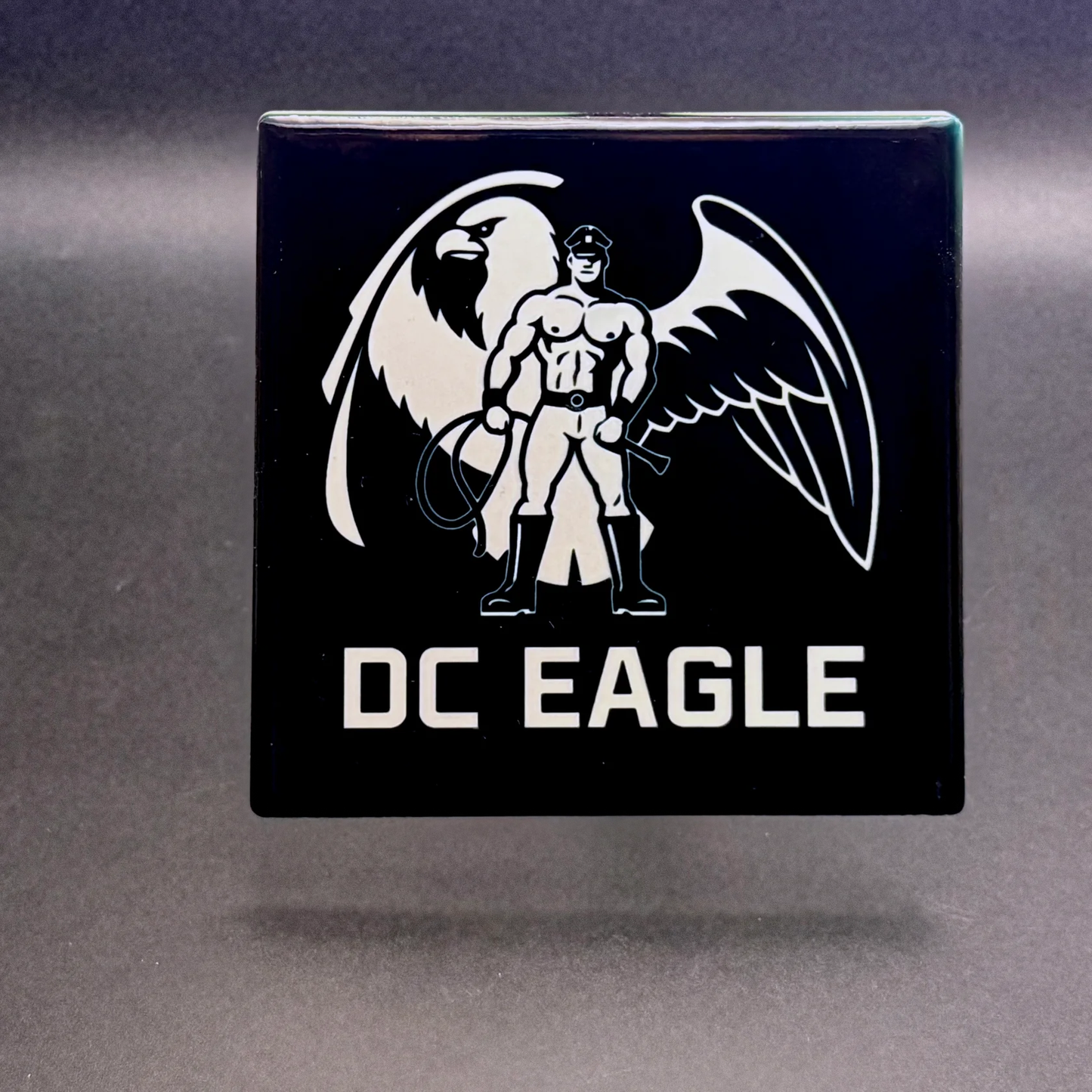 DC Eagle ceramic coaster — handmade DC gay leather bar nightlife art by Wicked Wicks and More