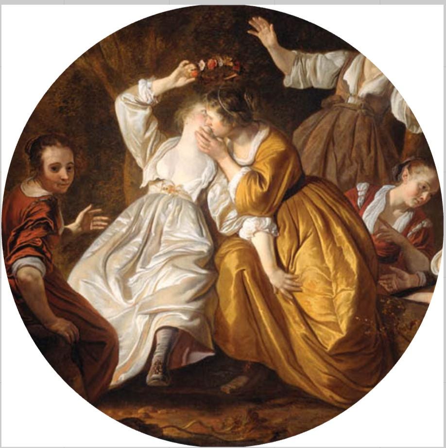 Sapphic Renaissance ceramic coaster — queer art handmade in Washington DC by Wicked Wicks and More