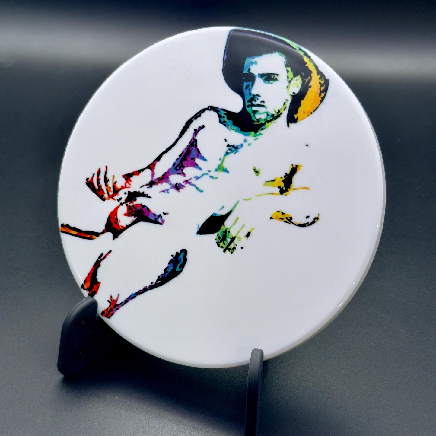 Nude male rainbow silhouette ceramic coaster — pride art handmade in Washington DC by Wicked Wicks and More