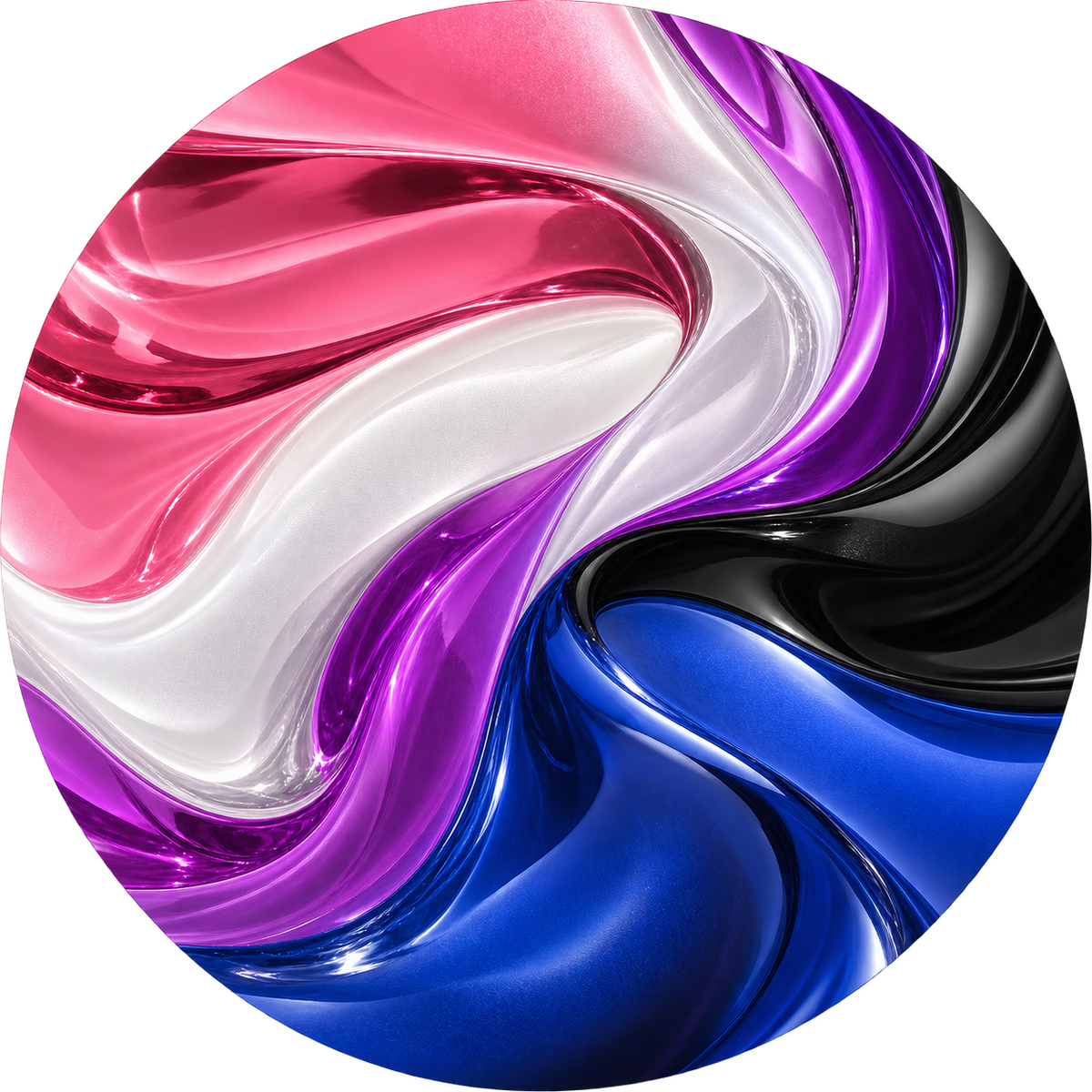 Genderfluid Pride Flag ceramic coaster in Flowing Glass style.
