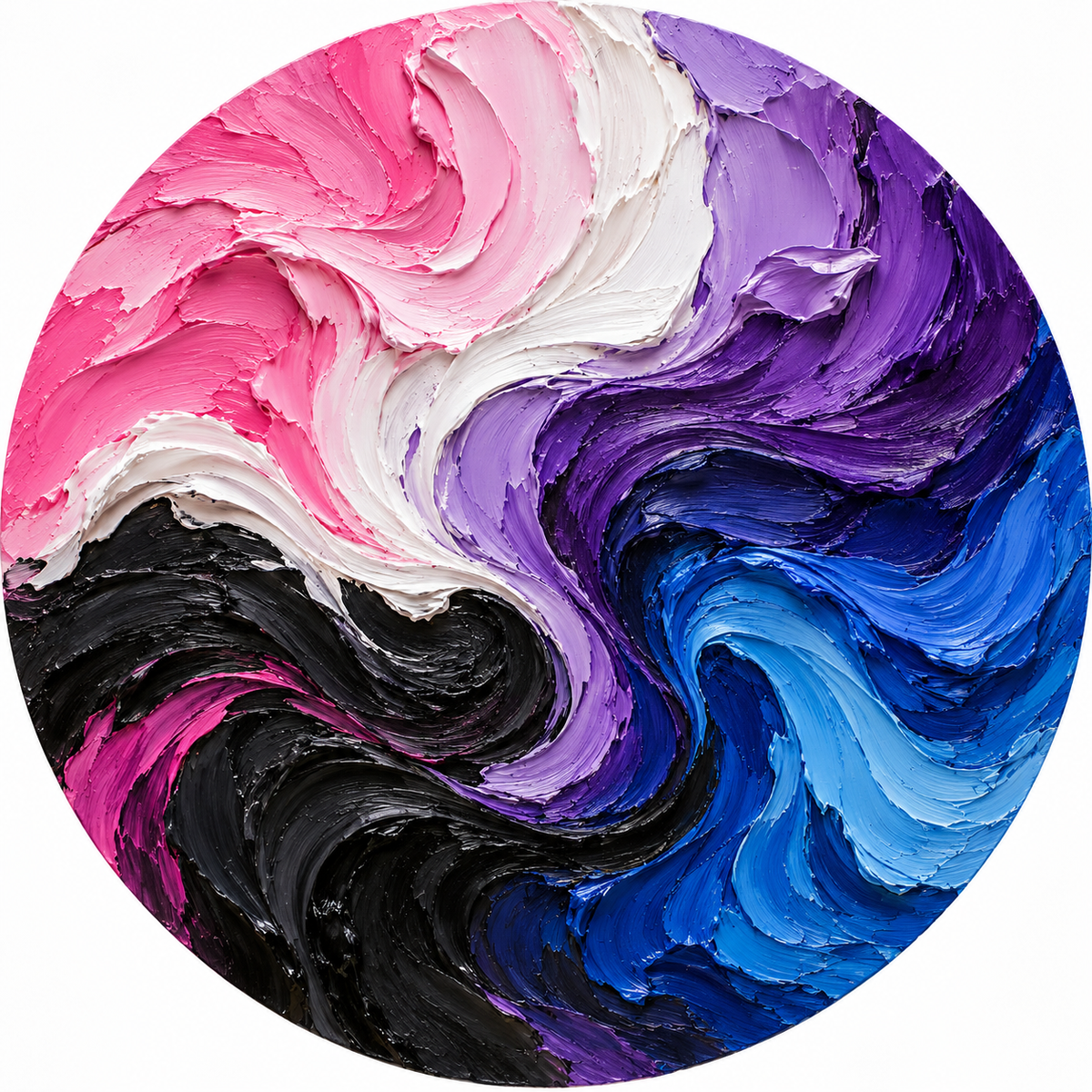 Genderfluid Pride Flag ceramic coaster in Oil Paint Brush Strokes style.