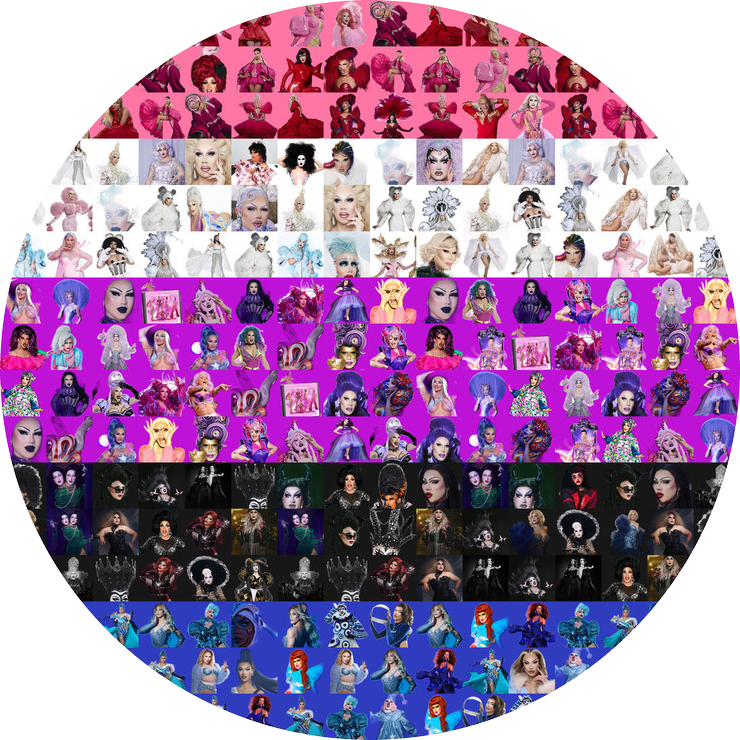 Genderfluid Pride Flag ceramic coaster in RPDR Portrait Mosaics style.