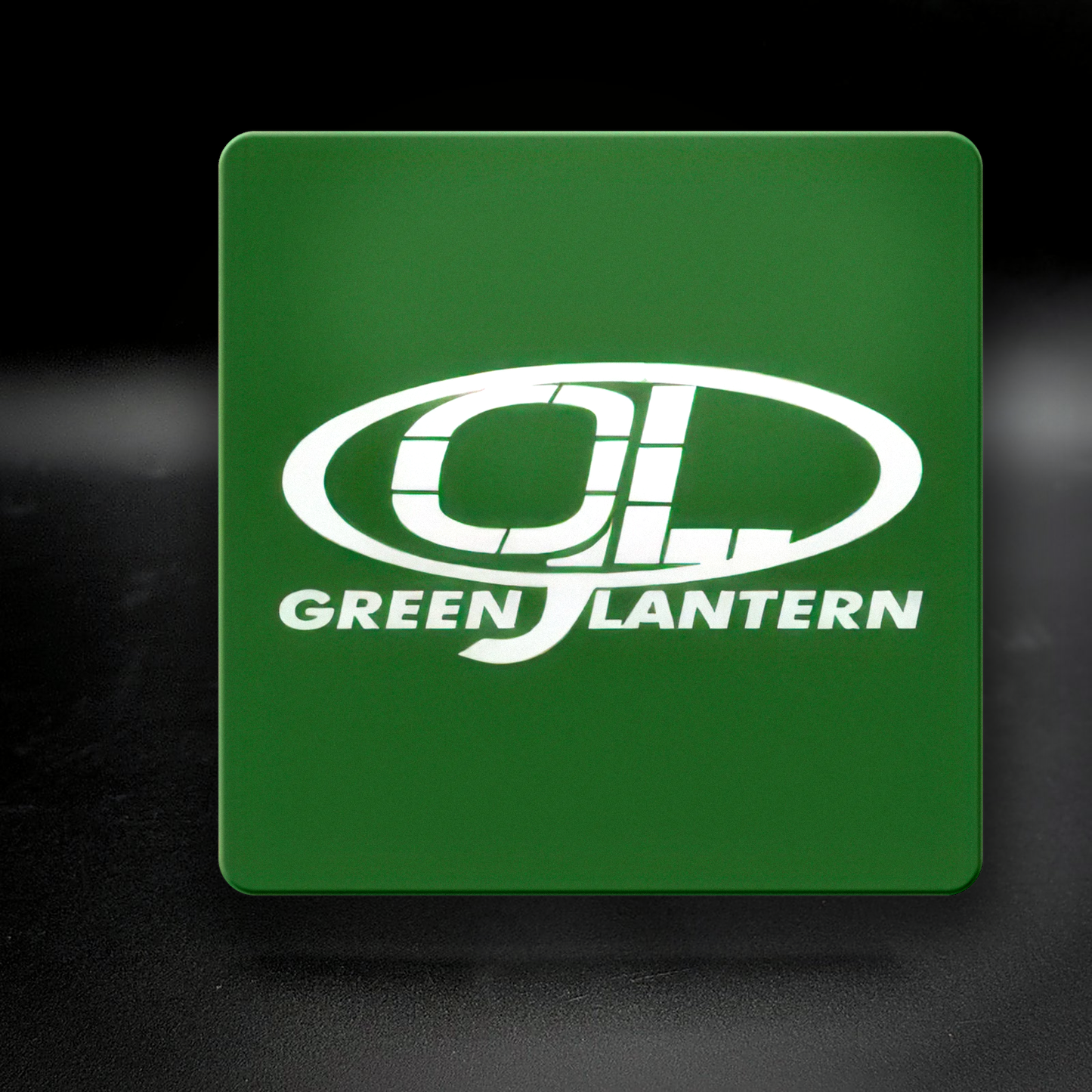 Green Lantern ceramic coaster — handmade DC gay bar nightlife art by Wicked Wicks and More