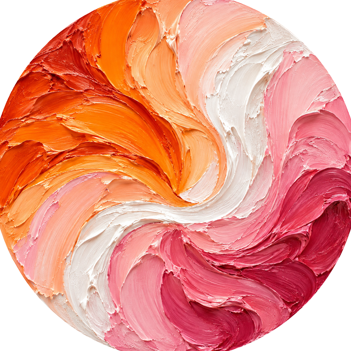 Lesbian Pride Flag ceramic coaster in Oil Paint Brush Strokes style.