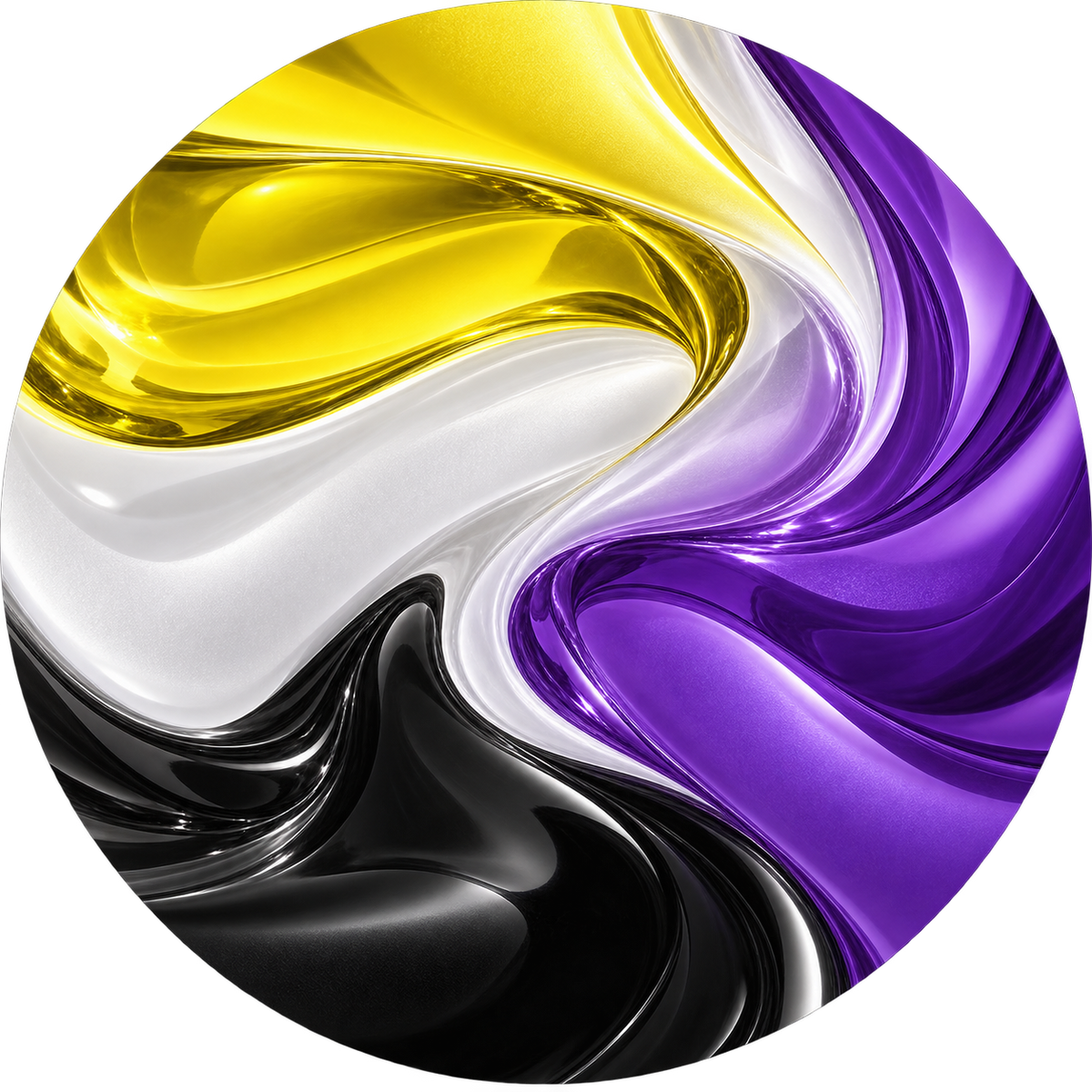 Nonbinary Pride Flag ceramic coaster in Flowing Glass style.