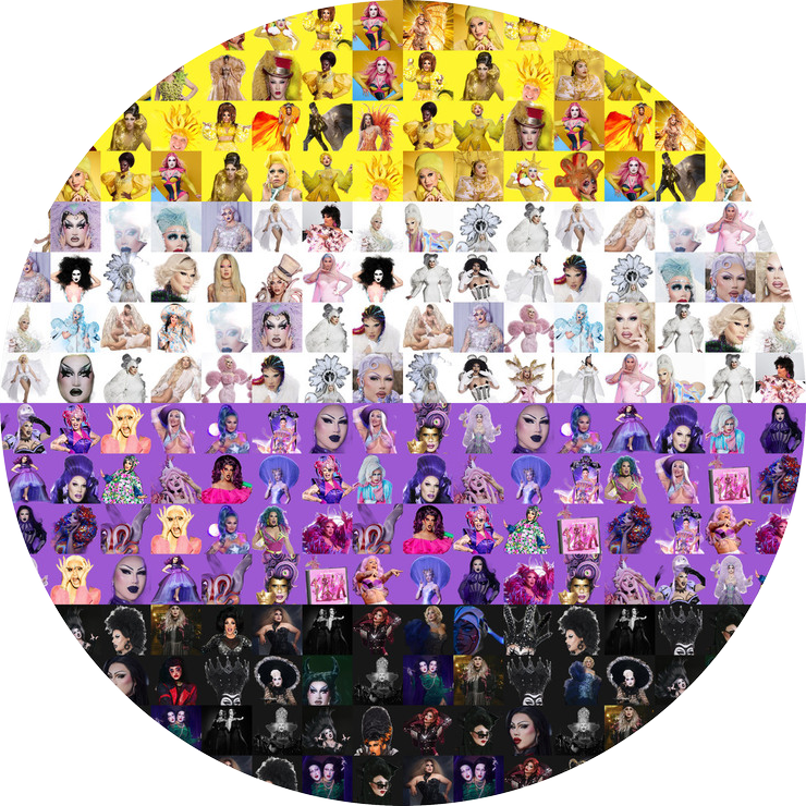 Nonbinary Pride Flag ceramic coaster in RPDR Portrait Mosaics style.