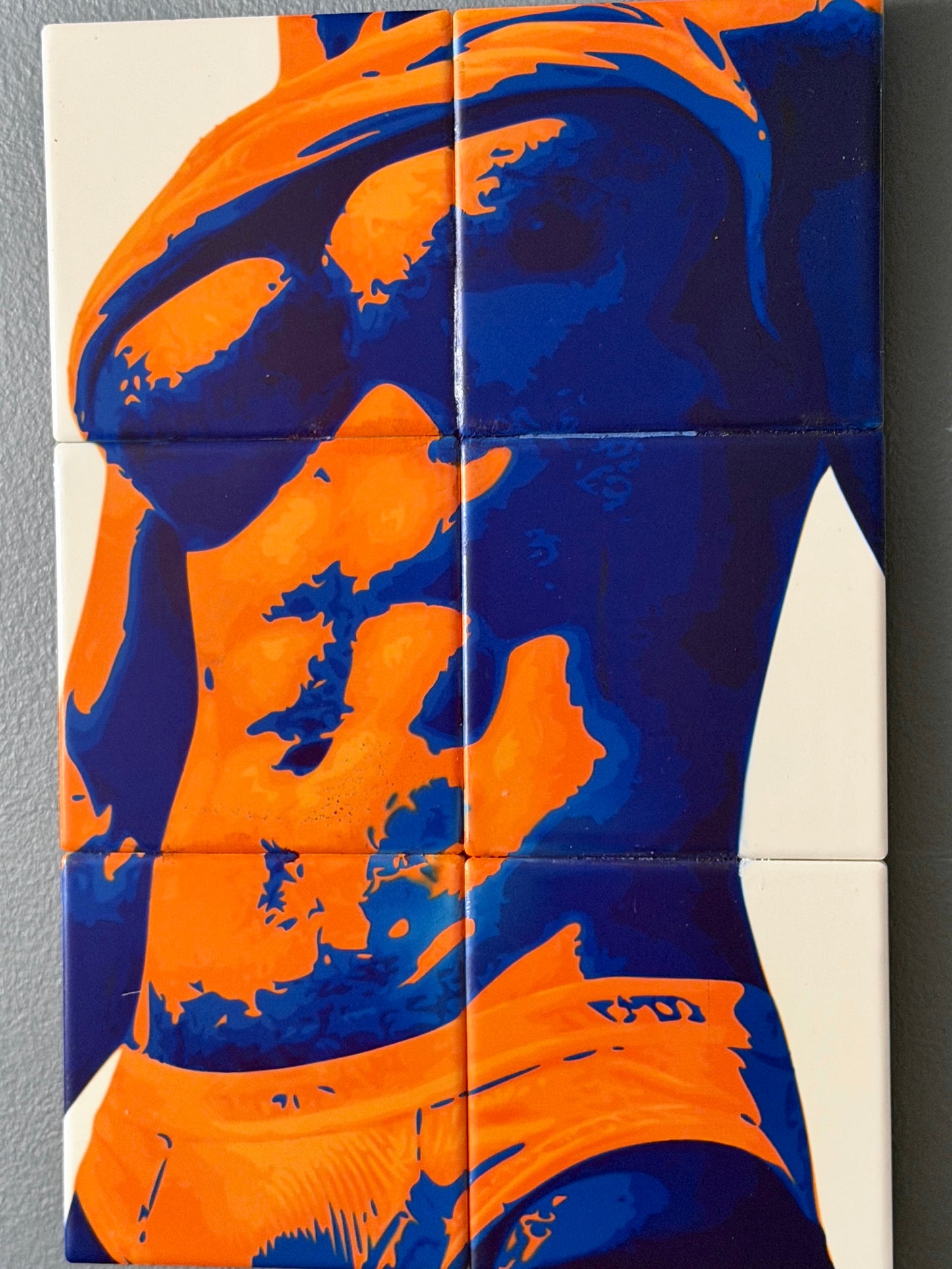 Dissolve male torso ceramic mosaic wall art — handmade in Washington DC by Wicked Wicks and More