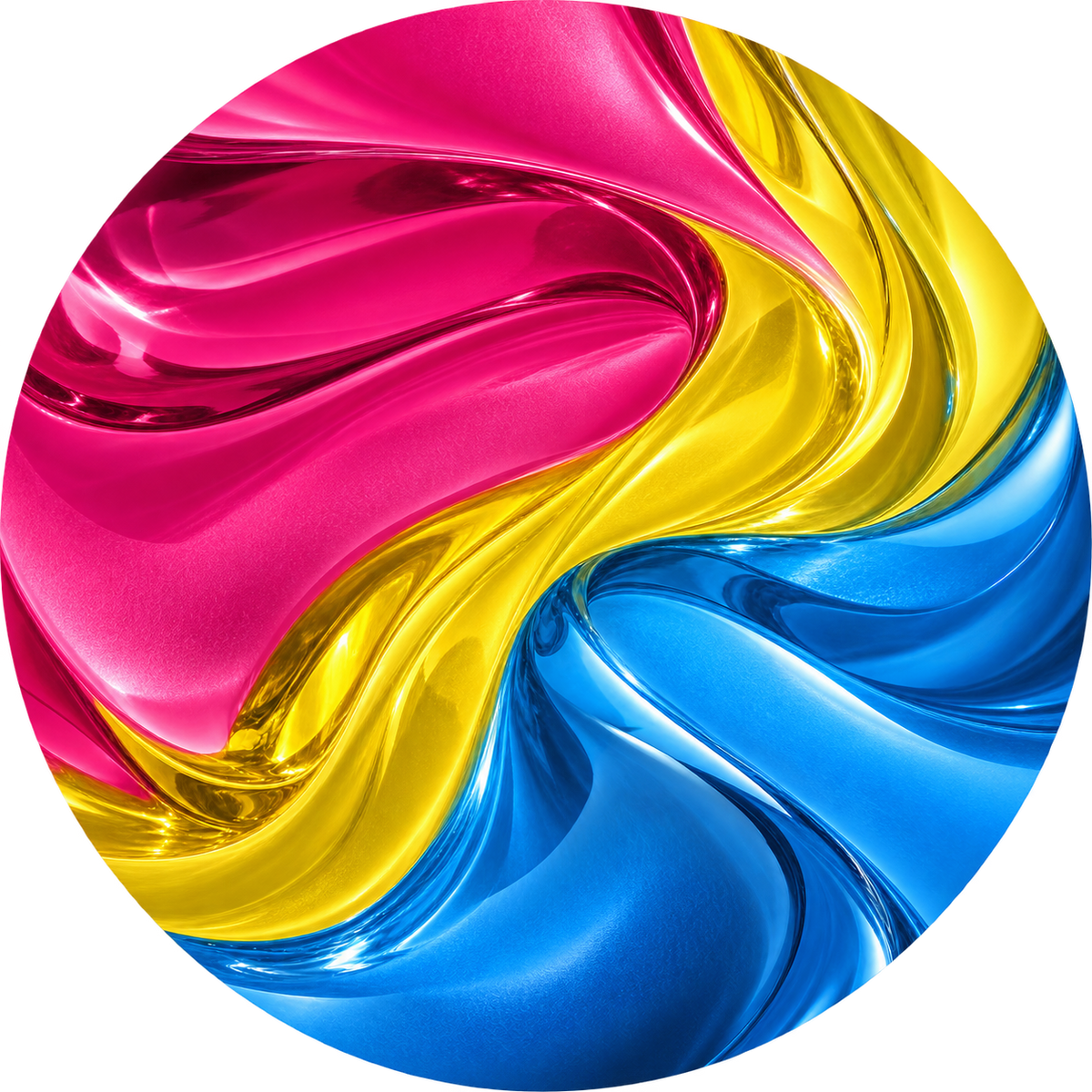 Pansexual Pride Flag ceramic coaster in Flowing Glass style.