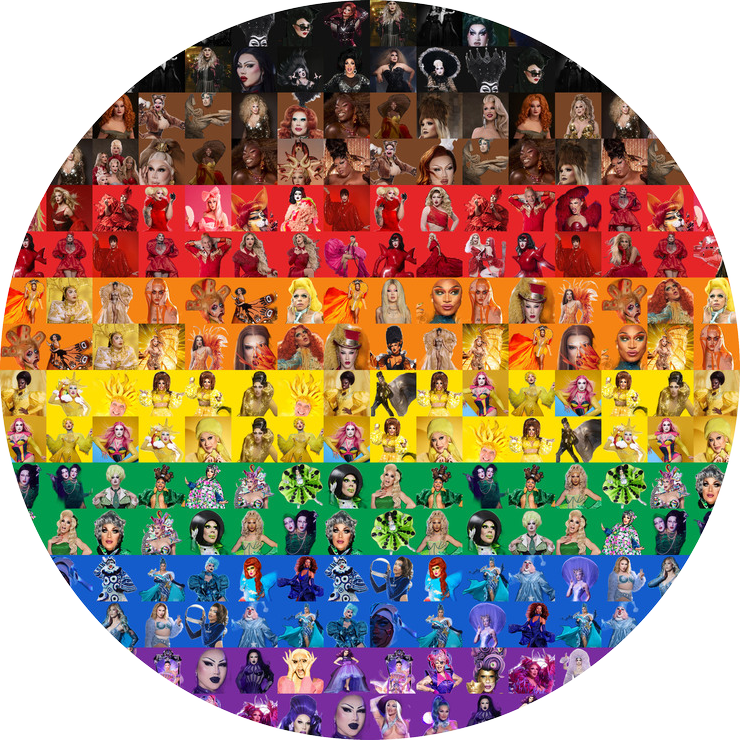 Philadelphia Pride Flag ceramic coaster in RPDR Portrait Mosaics style.