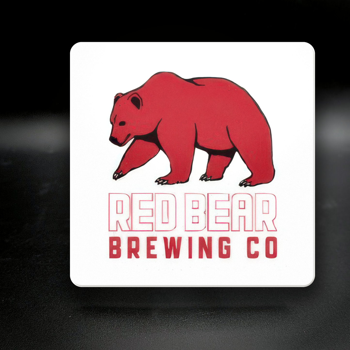 Red Bear Brewing Co. ceramic coaster — handmade DC gay bar brewery nightlife art by Wicked Wicks and More