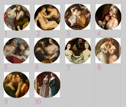 Sapphic Renaissance ceramic coaster — queer art handmade in Washington DC by Wicked Wicks and More