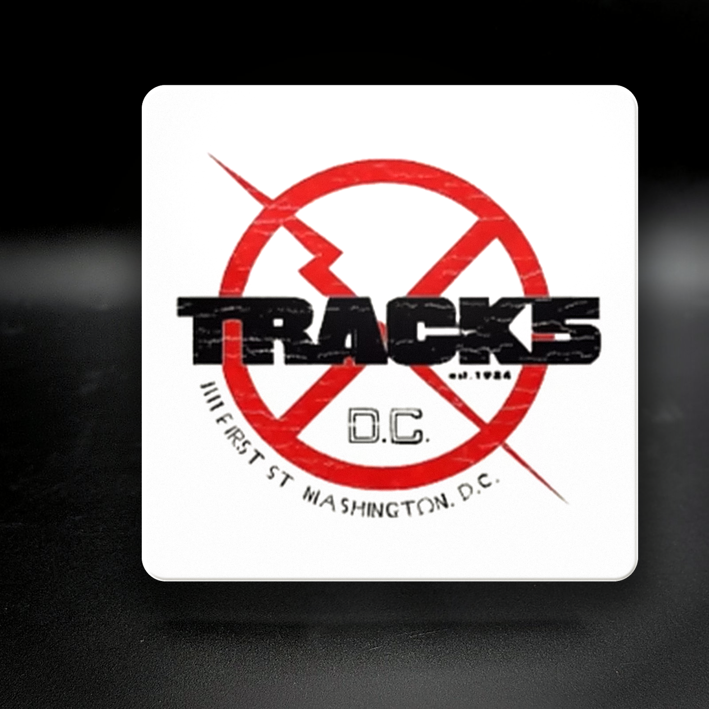 Tracks ceramic coaster — handmade DC gay dance club nightlife art by Wicked Wicks and More