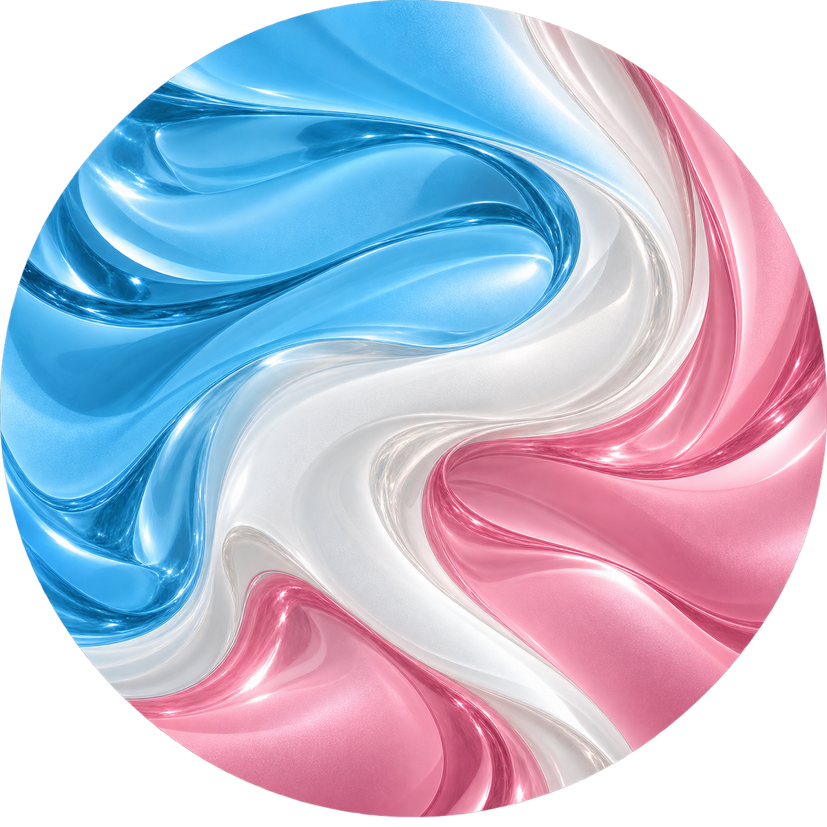 Transgender Pride Flag ceramic coaster in Flowing Glass style.