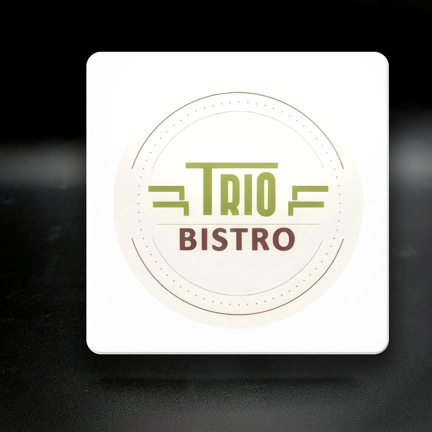Trio Bistro ceramic coaster — handmade DC queer nightlife bar art by Wicked Wicks and More